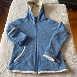 Khul Blue Sherpa-Lined Zip Hoodie with Cream Trim women’s size small